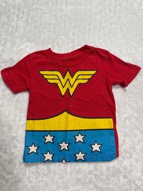 Wonder Woman Toddler Girl Red Caped Tee T-Shirt Size 3T